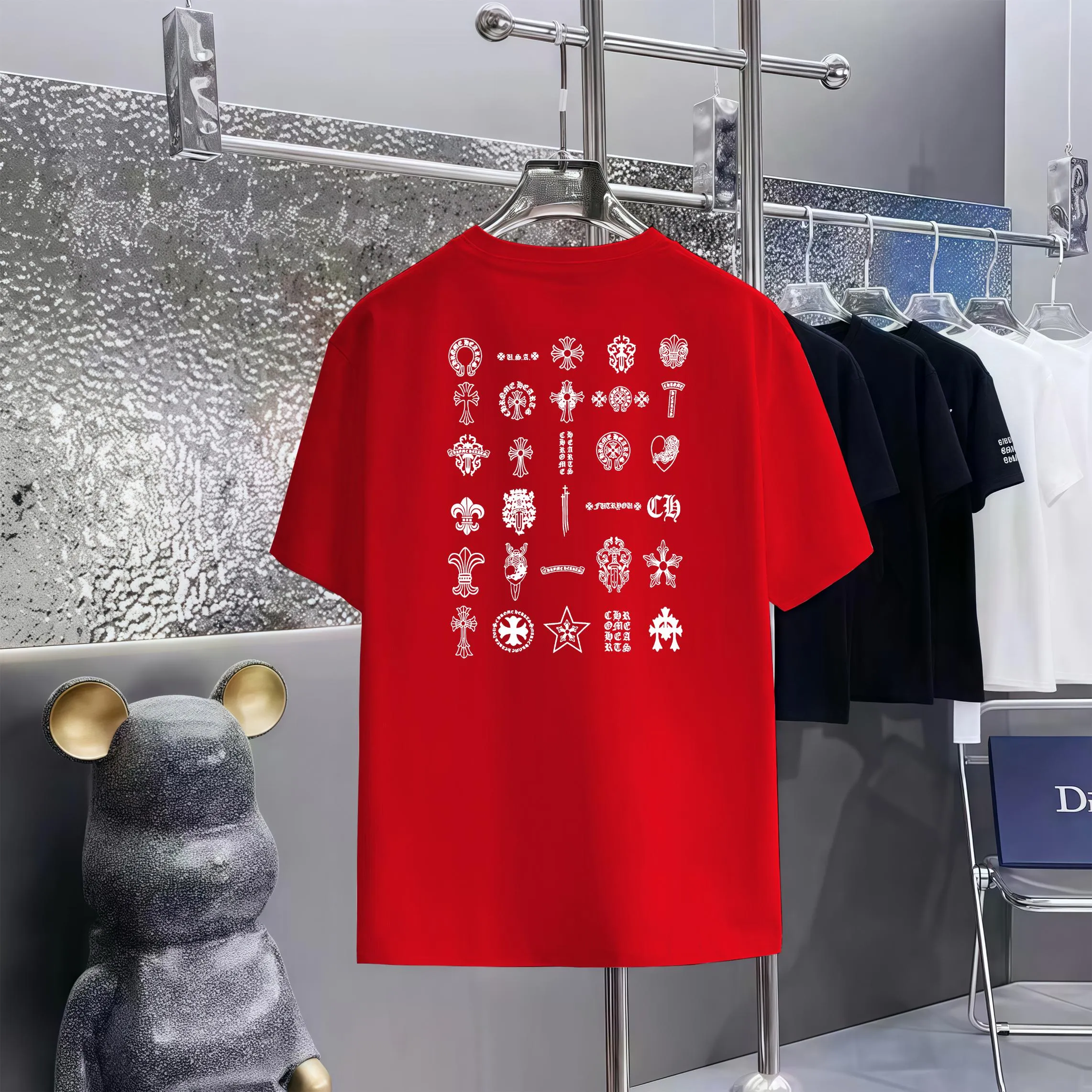 80 Chrome Hearts T 1:1 1×1 Same Style logo OS ：Black，White， ，Red， Gray Size：XS-L